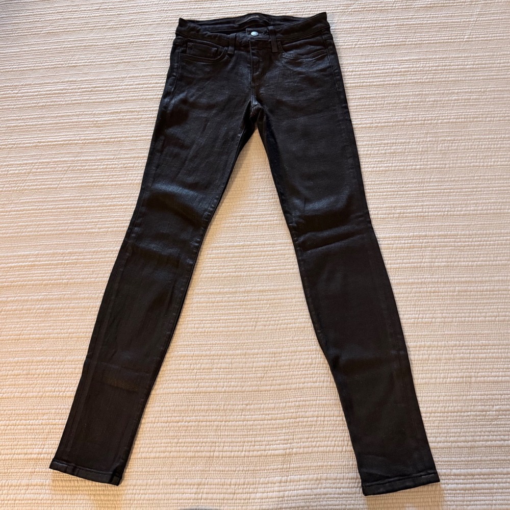 Joes Jeans Women's The Skinny Black Coated‎ Waxed Denim Jeans Size W27